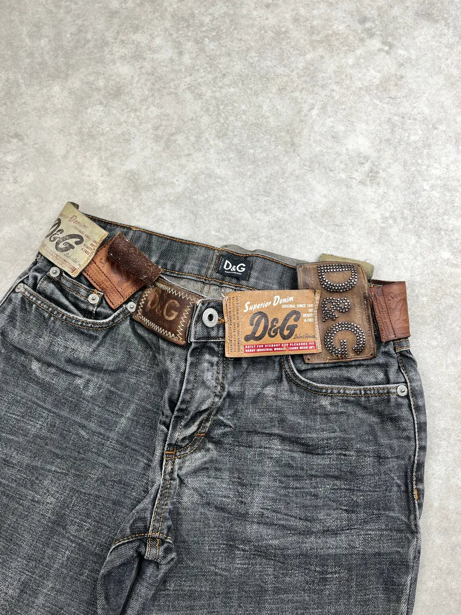 AW2003 Dolce & Gabbana Grey Denim Patchwork 10 Patch Faded Jeans UOMaBnkd 6