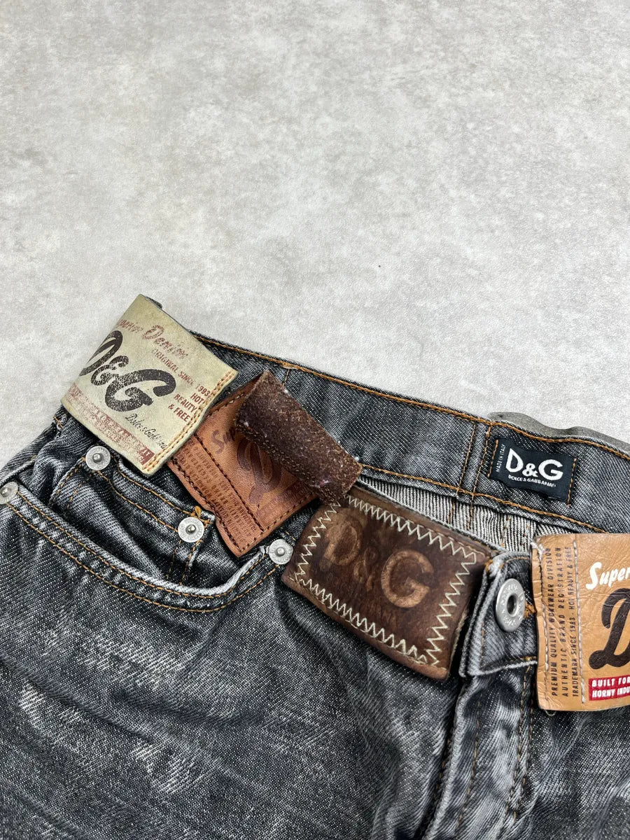 AW2003 Dolce & Gabbana Grey Denim Patchwork 10 Patch Faded Jeans UOMaBnkd 10