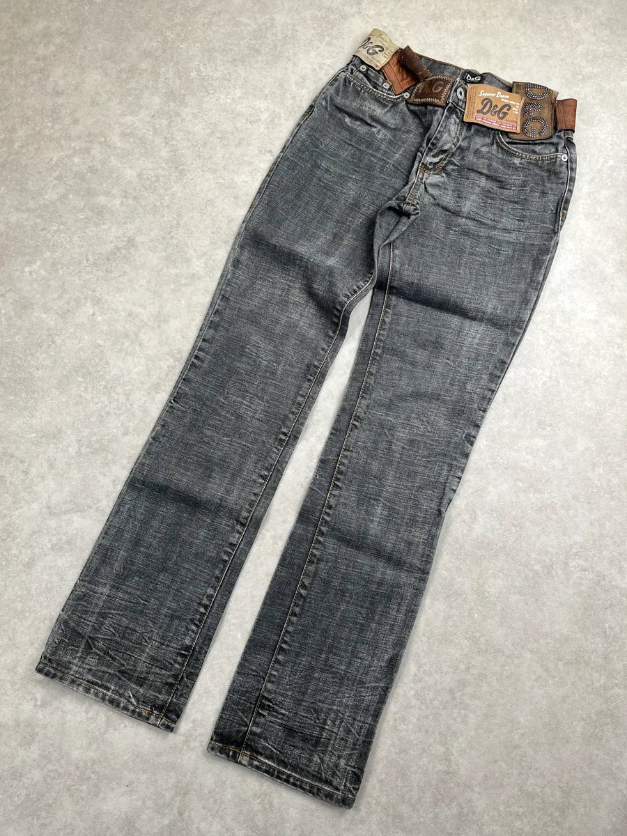 AW2003 Dolce & Gabbana Grey Denim Patchwork 10 Patch Faded Jeans UOMaBnkd 5