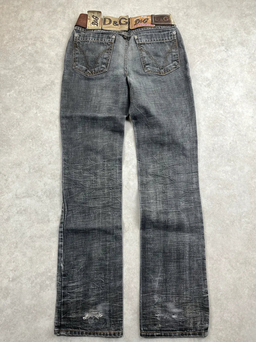 AW2003 Dolce & Gabbana Grey Denim Patchwork 10 Patch Faded Jeans UOMaBnkd 4