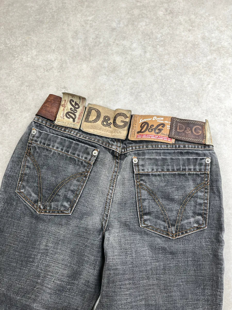 AW2003 Dolce & Gabbana Grey Denim Patchwork 10 Patch Faded Jeans UOMaBnkd 7