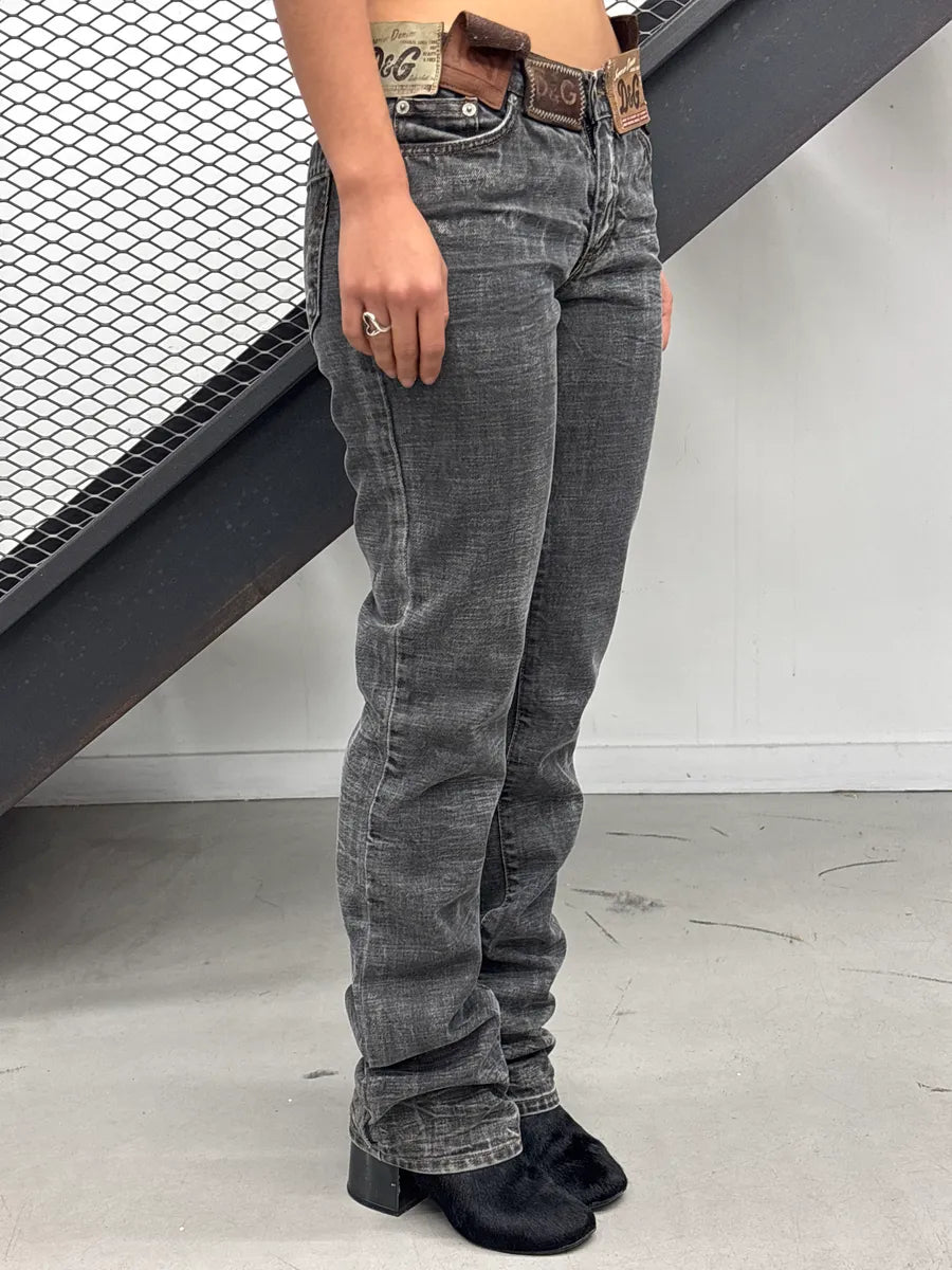 AW2003 Dolce & Gabbana Grey Denim Patchwork 10 Patch Faded Jeans UOMaBnkd 2