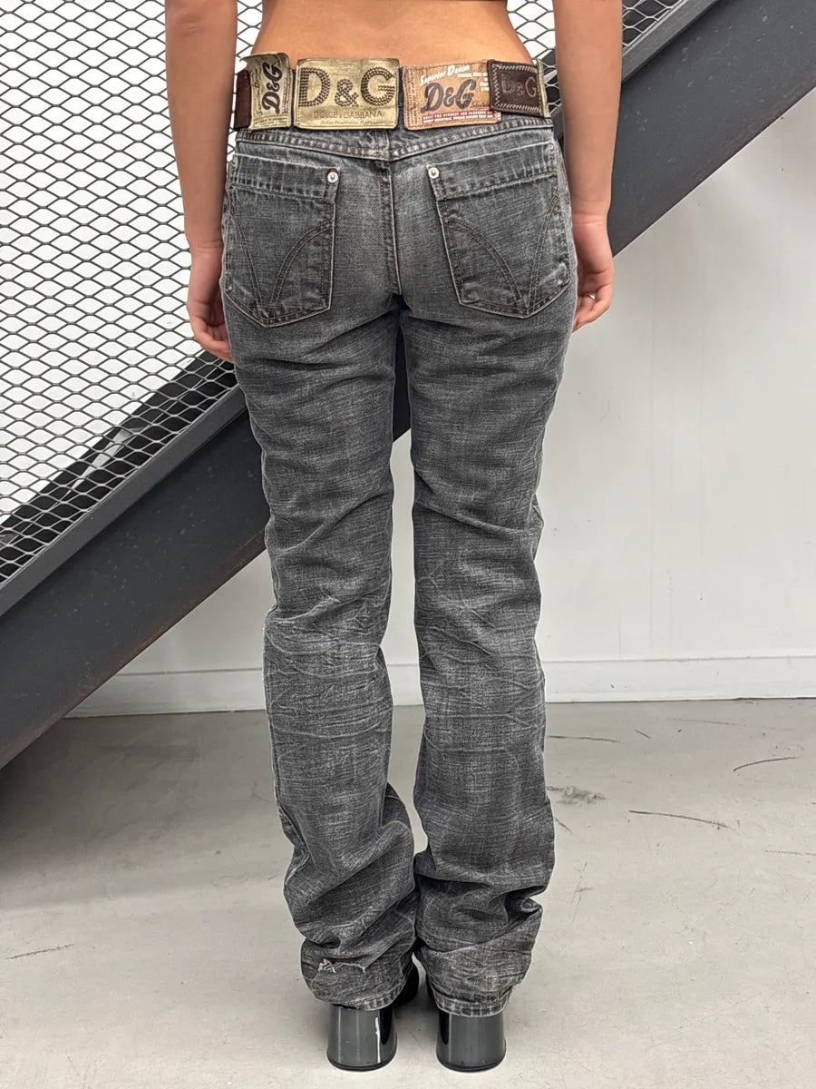 AW2003 Dolce & Gabbana Grey Denim Patchwork 10 Patch Faded Jeans UOMaBnkd 3