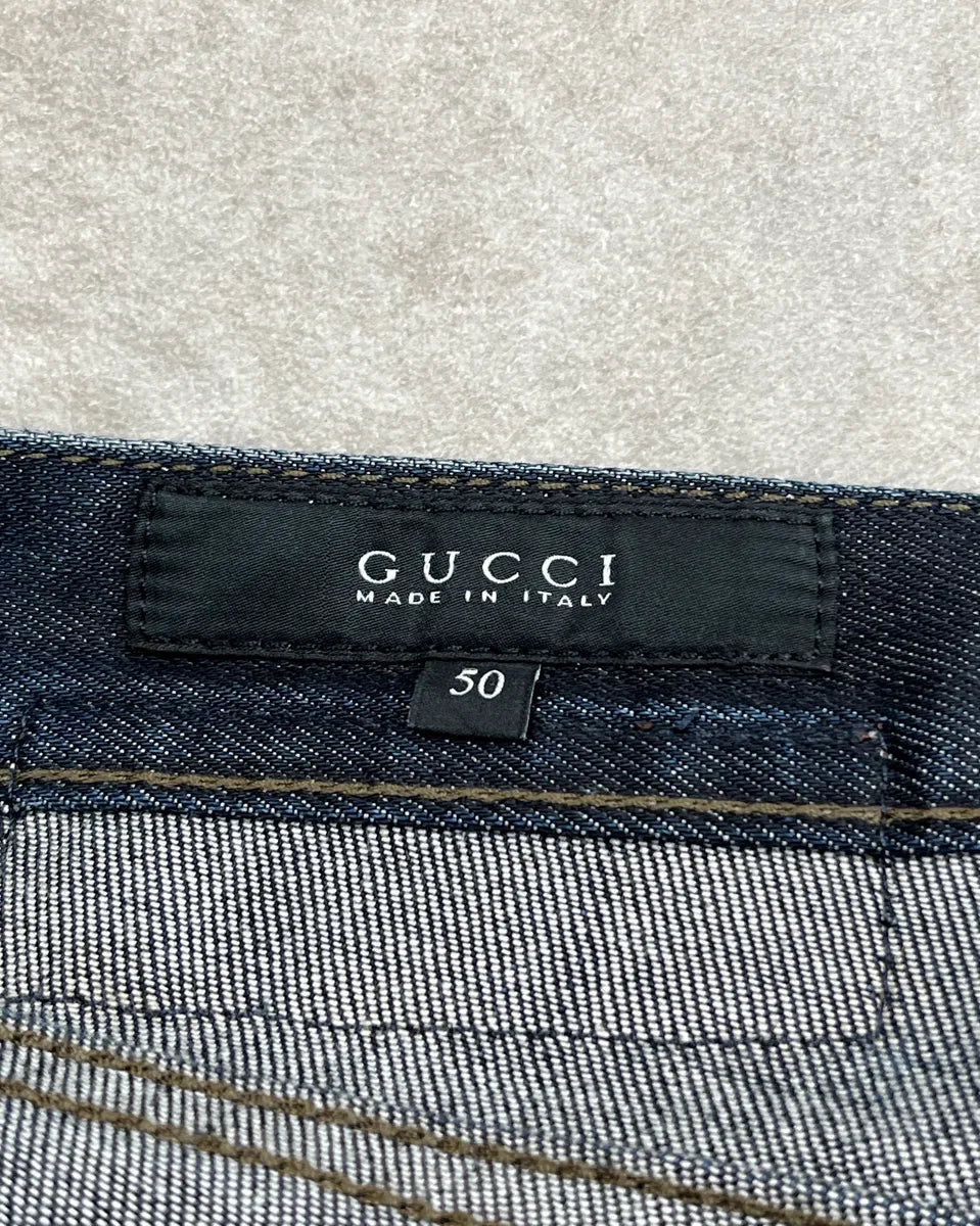 2010s Gucci Dark Indigo Denim Slim Faded Jeans UReRMTOf 11