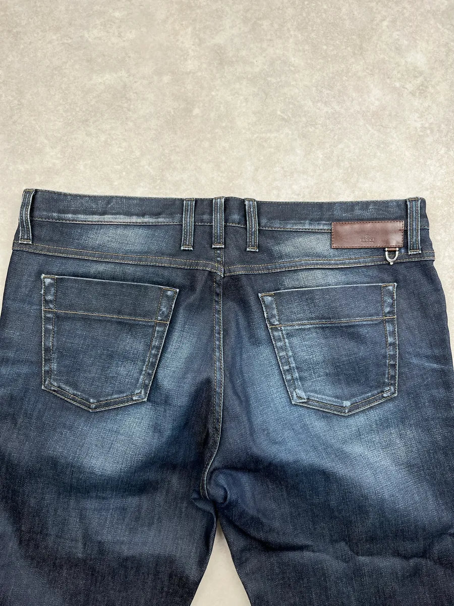 2010s Gucci Dark Indigo Denim Slim Faded Jeans UReRMTOf 6