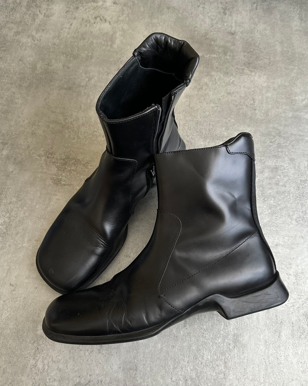 FW1999 Prada Black Leather Derby High Boots (43) - 5
