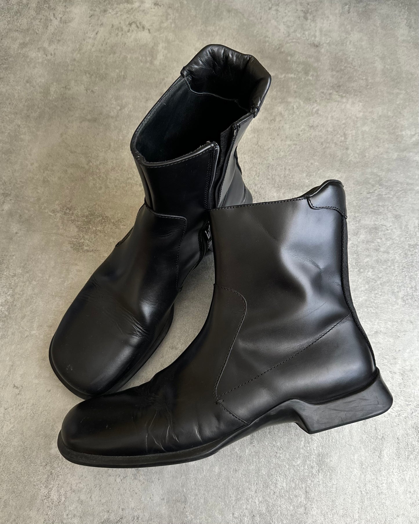 FW1999 Prada Black Leather Derby High Boots (43) - 5