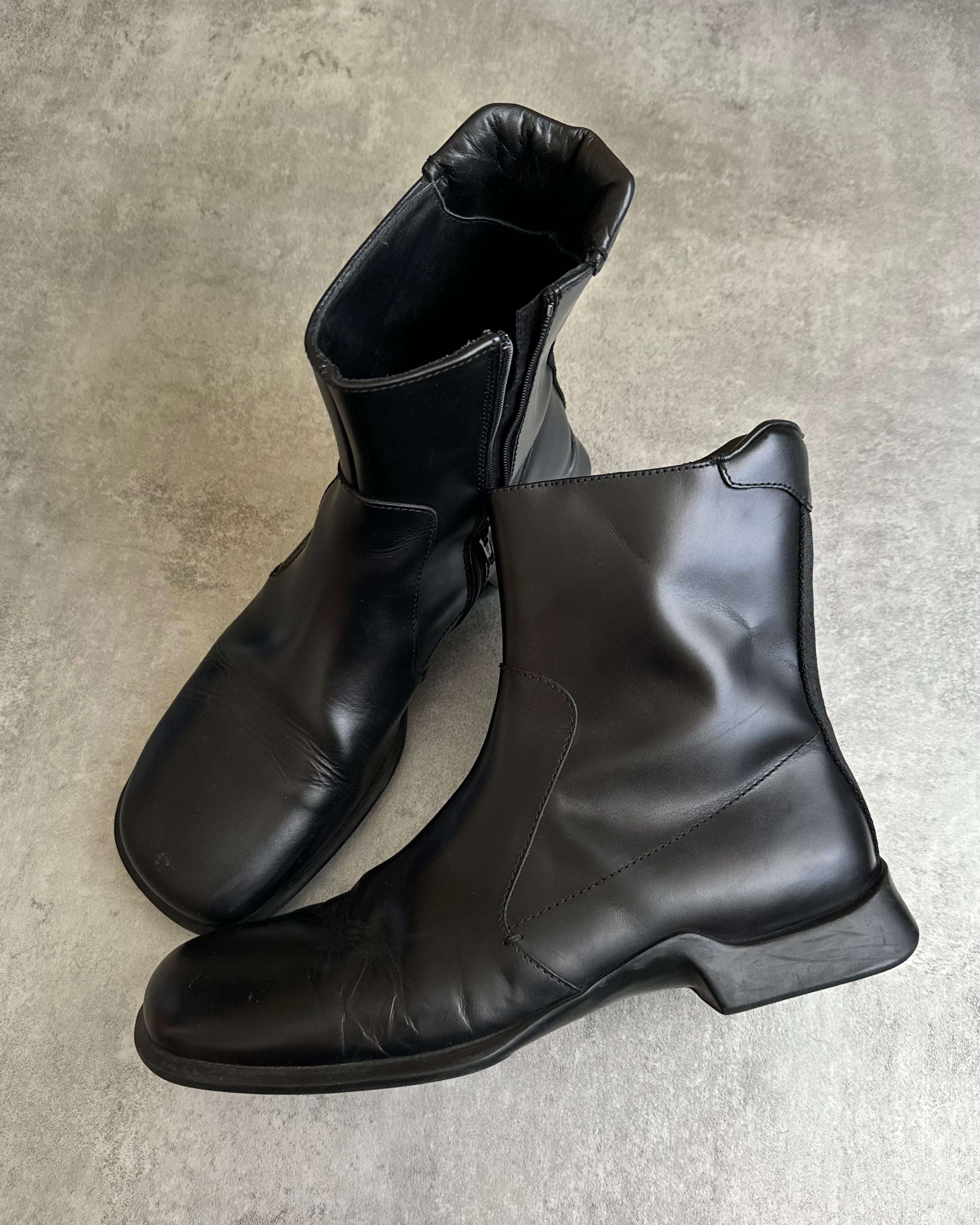 FW1999 Prada Black Leather Derby High Boots (43) - 5