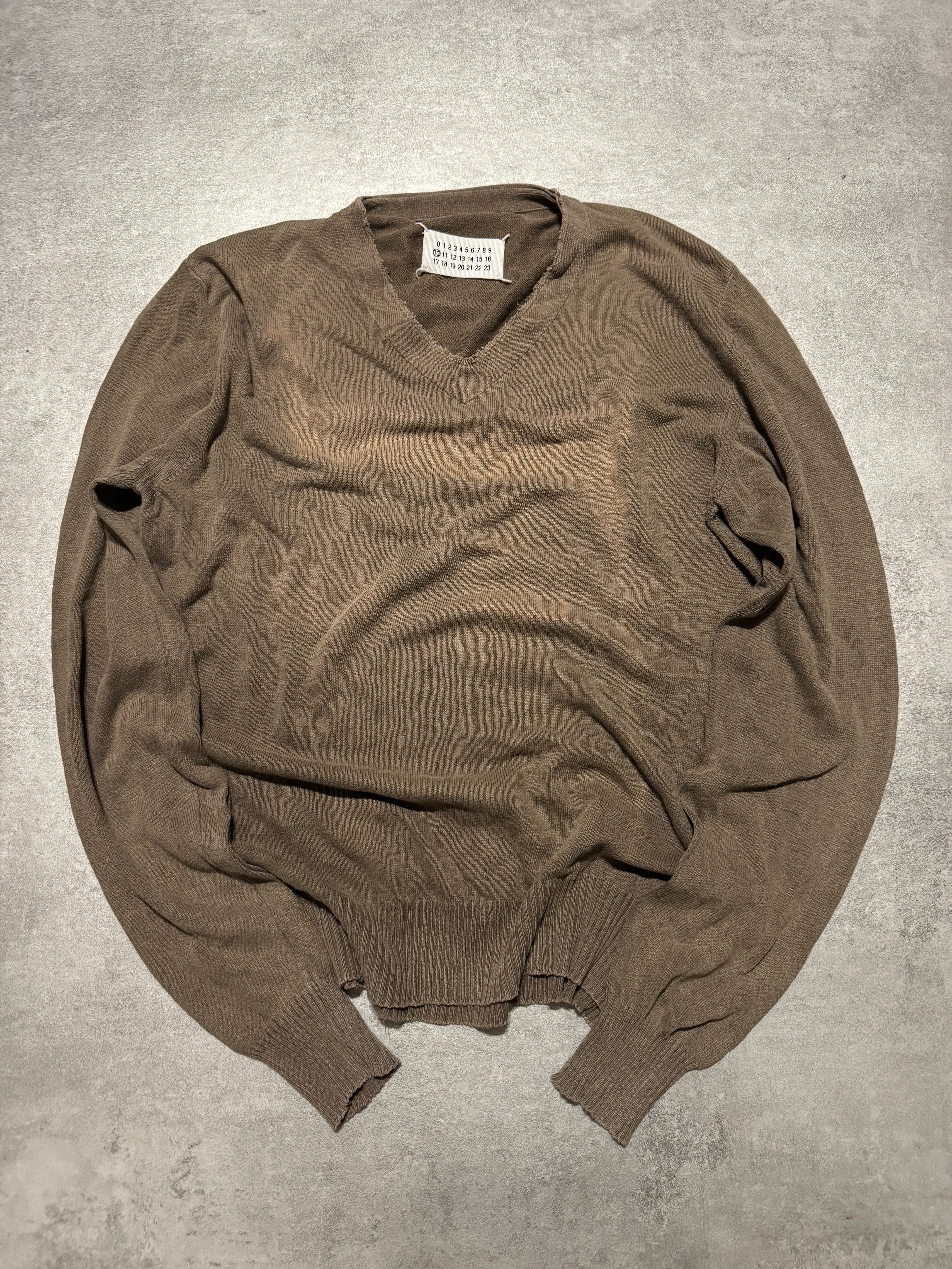 2000s Maison Martin Margiela Brown Faded V Sweater (M) - 8