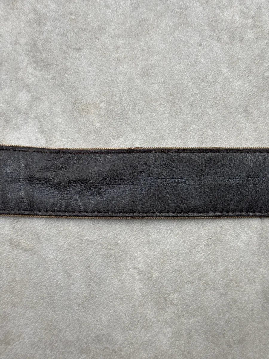 2000s Paciotti Hybrid Brown Leather Beige Canvas Signature Dagger Belt UXnfLoqI 6