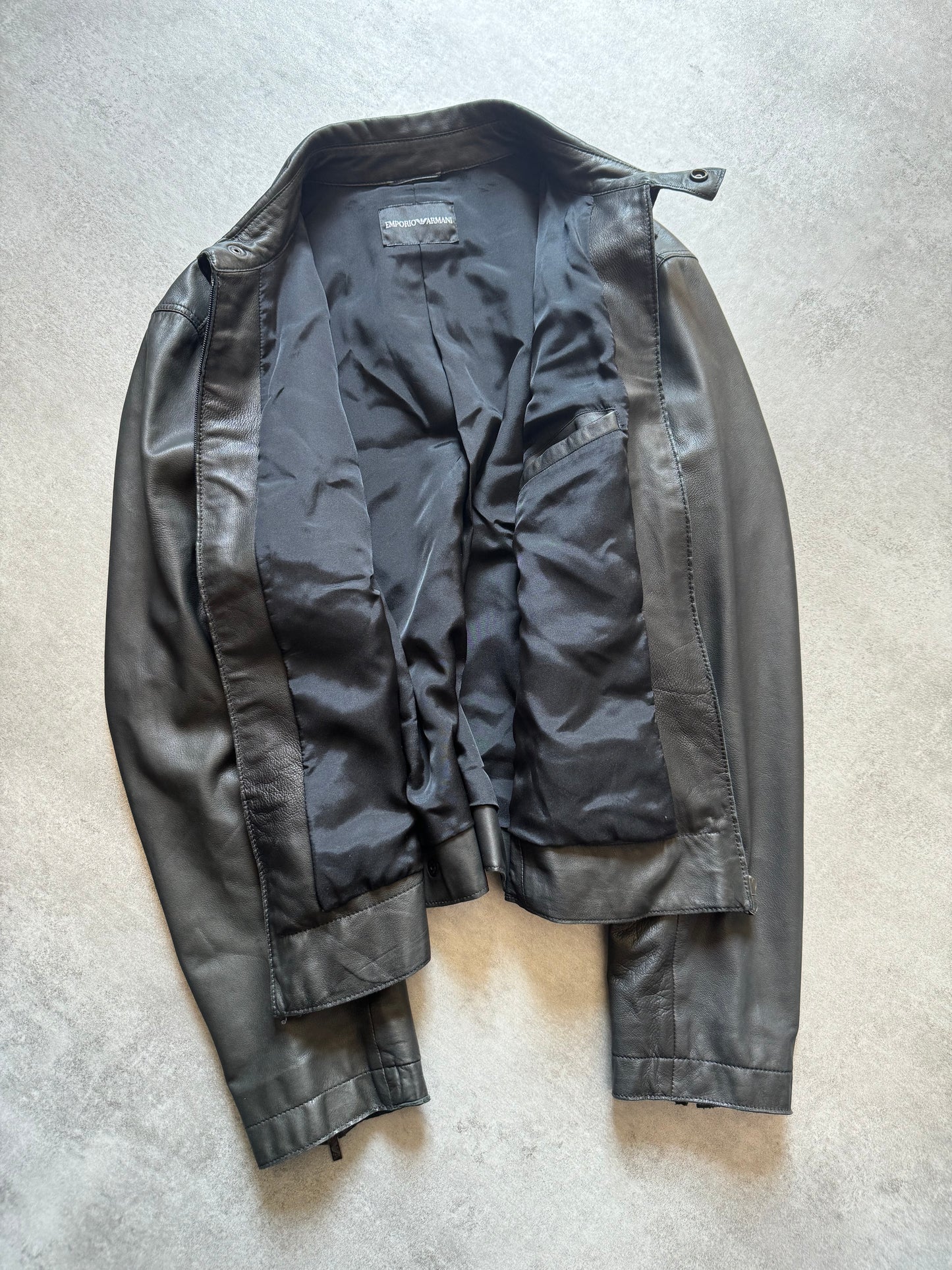 SS2009 Emporio Armani Black Pure Leather Jacket (L) - 5