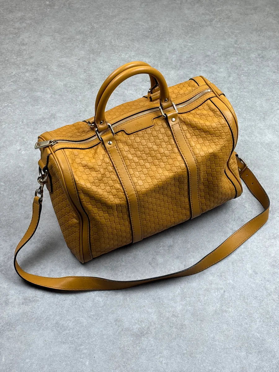 Gucci Yellow Leather GG Monogram Duffle Handle Bag UbTmunJH 1