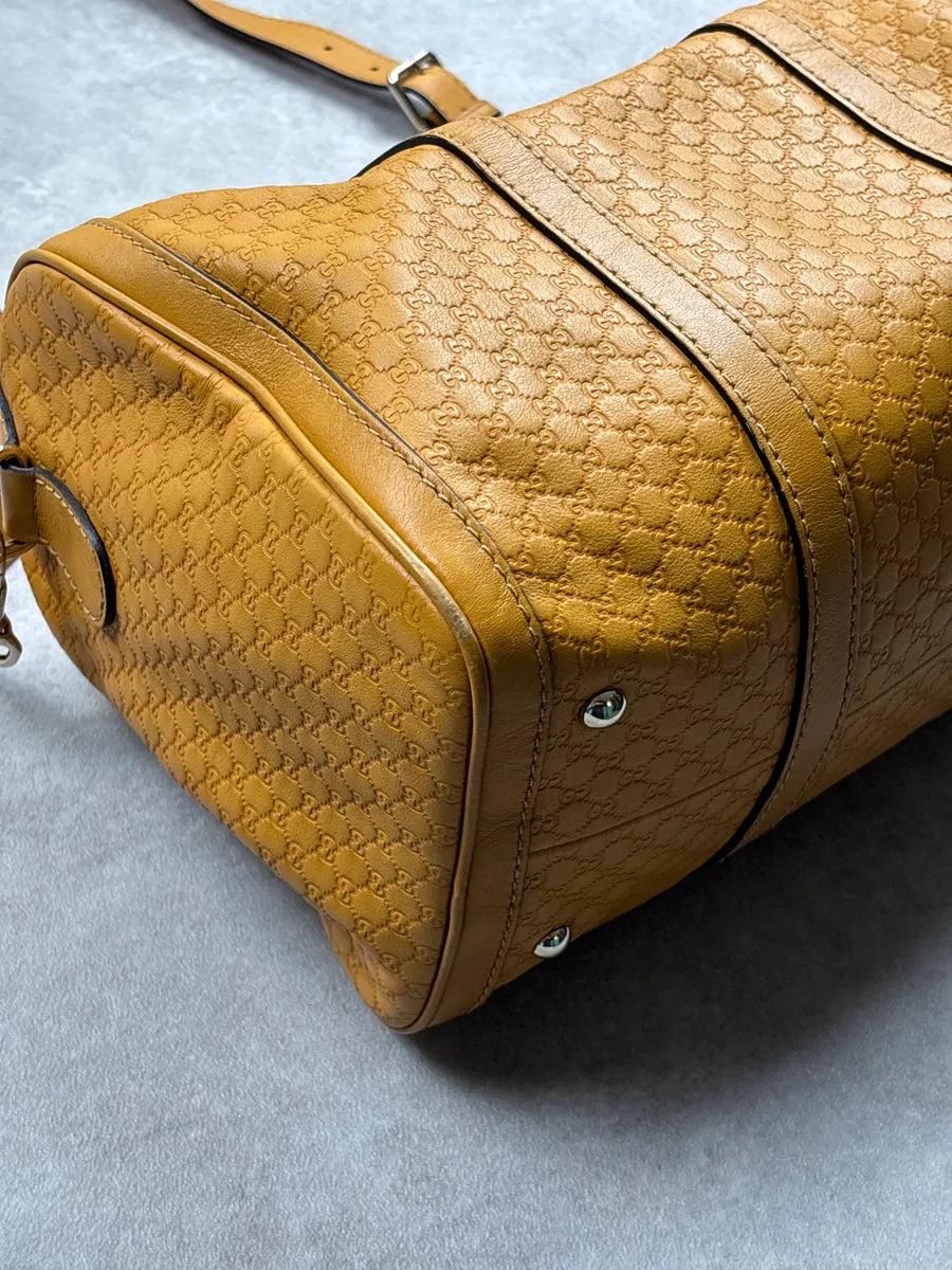 Gucci Yellow Leather GG Monogram Duffle Handle Bag UbTmunJH 11