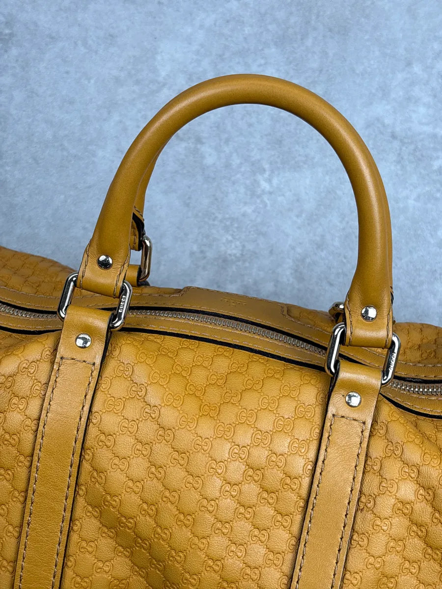 Gucci Yellow Leather GG Monogram Duffle Handle Bag UbTmunJH 15