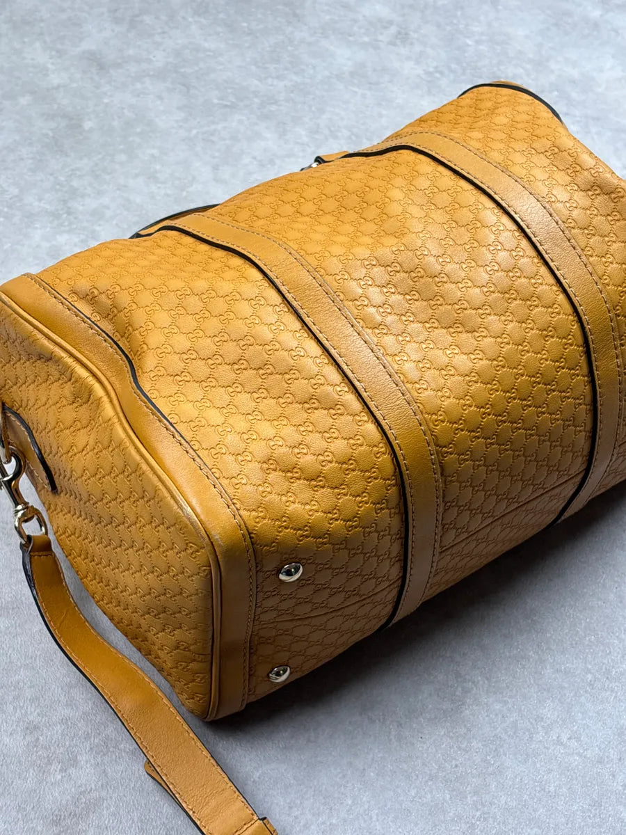 Gucci Yellow Leather GG Monogram Duffle Handle Bag UbTmunJH 16