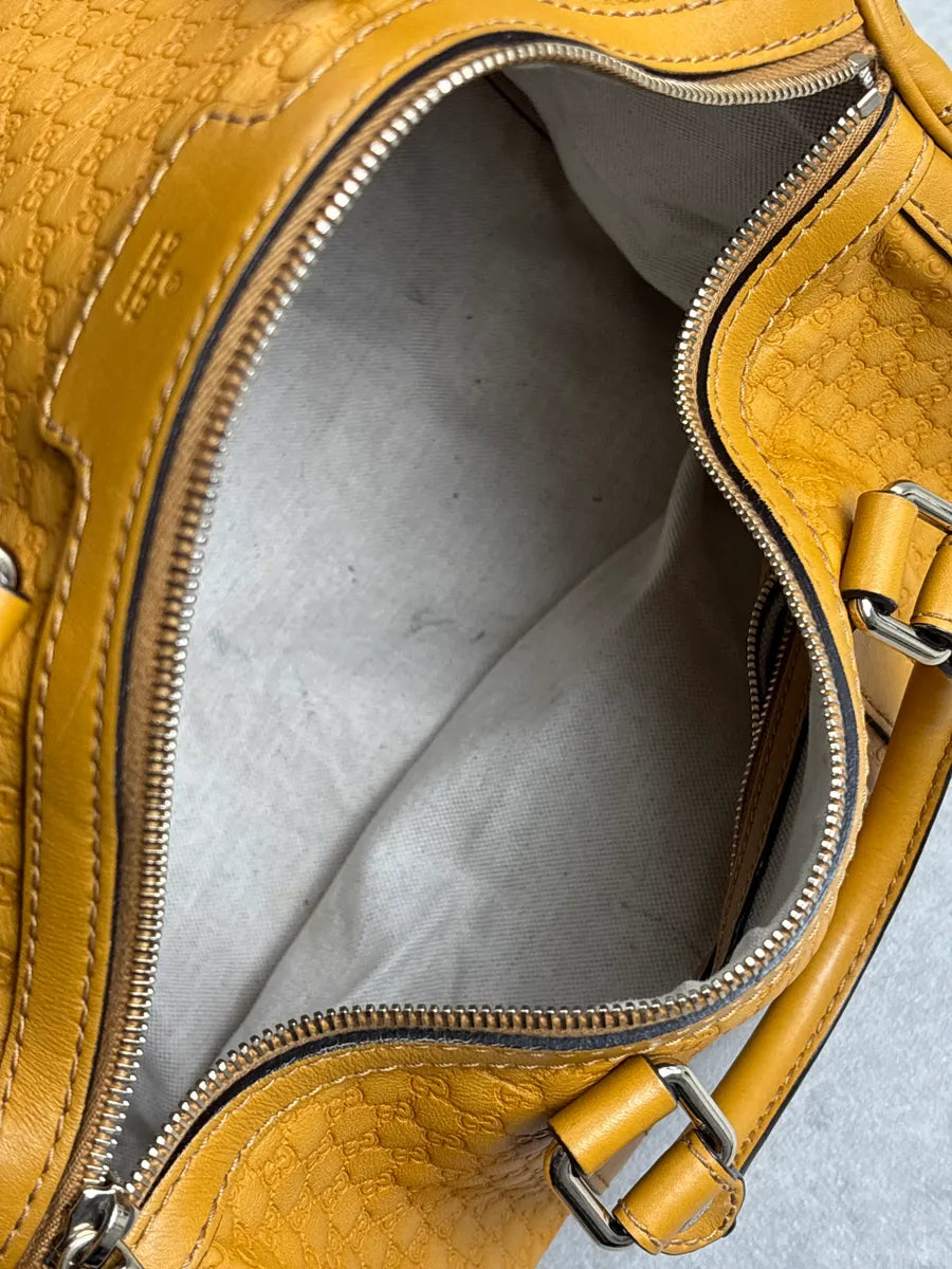 Gucci Yellow Leather GG Monogram Duffle Handle Bag UbTmunJH 17