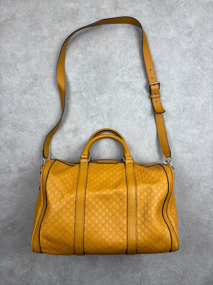 Gucci Yellow Leather GG Monogram Duffle Handle Bag UbTmunJH 3