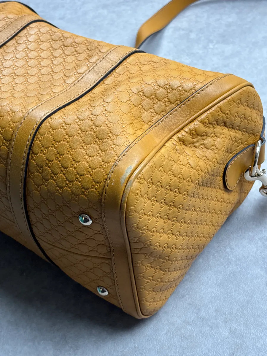 Gucci Yellow Leather GG Monogram Duffle Handle Bag UbTmunJH 10