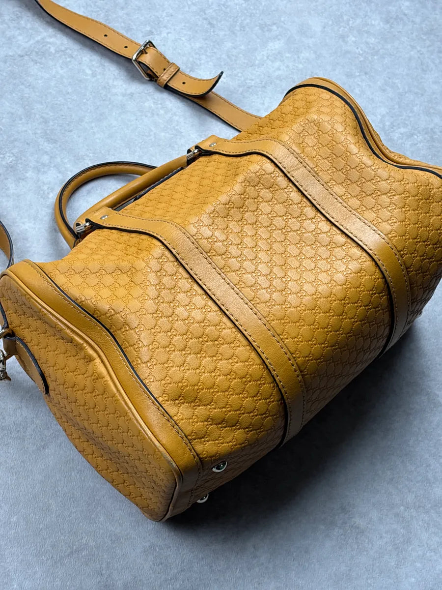 Gucci Yellow Leather GG Monogram Duffle Handle Bag UbTmunJH 4