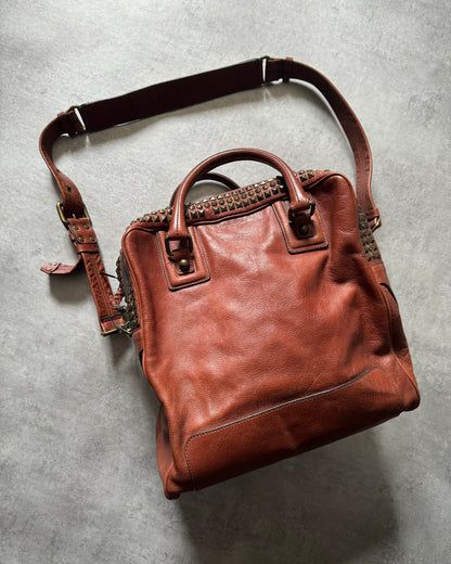 2000s Dolce & Gabbana Embelished Punk Brown Leather bag (OS) - 5