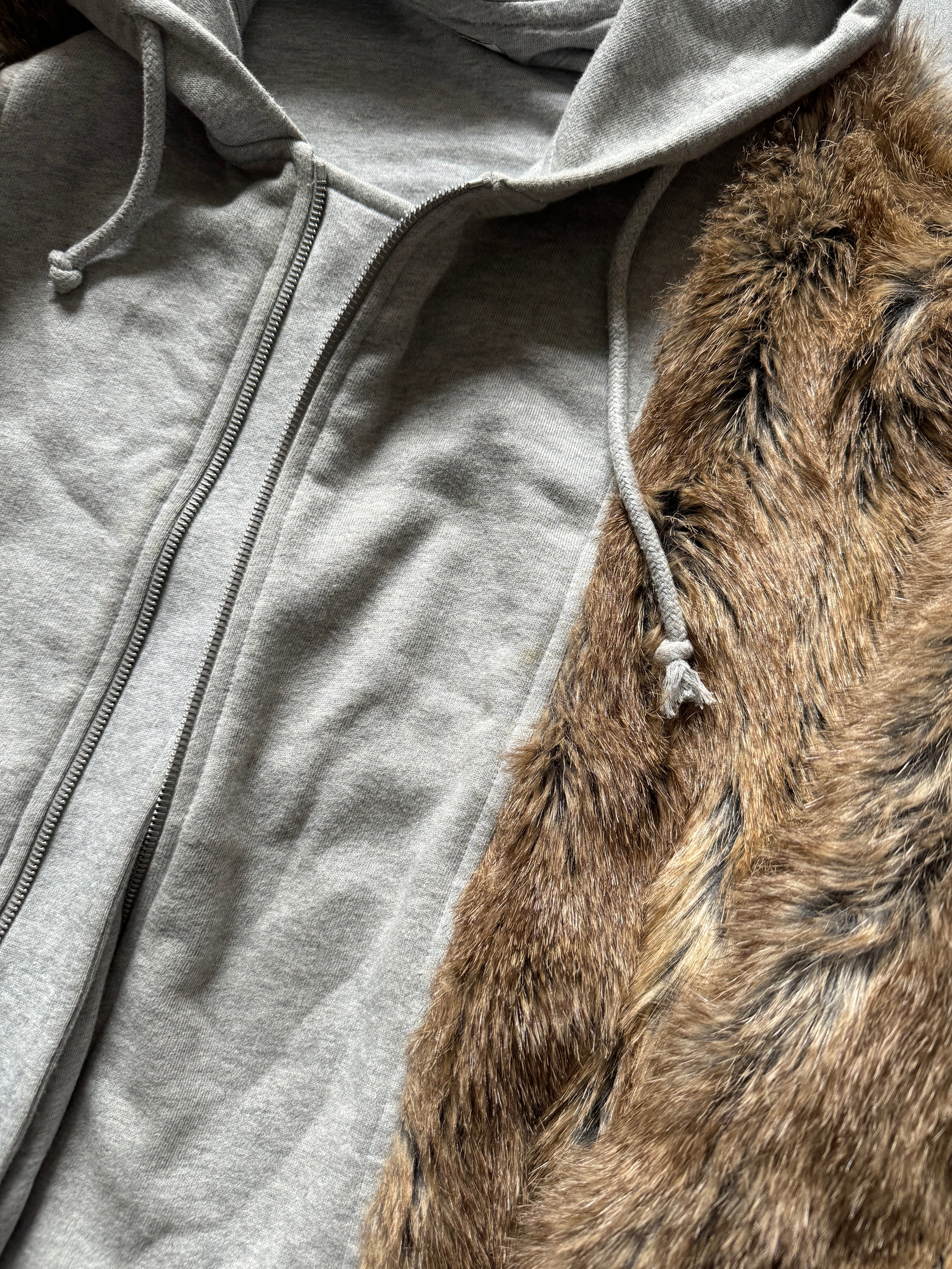 FW2020 Dries Van Noten Fur Hooded Grey Sweater (M) - 7