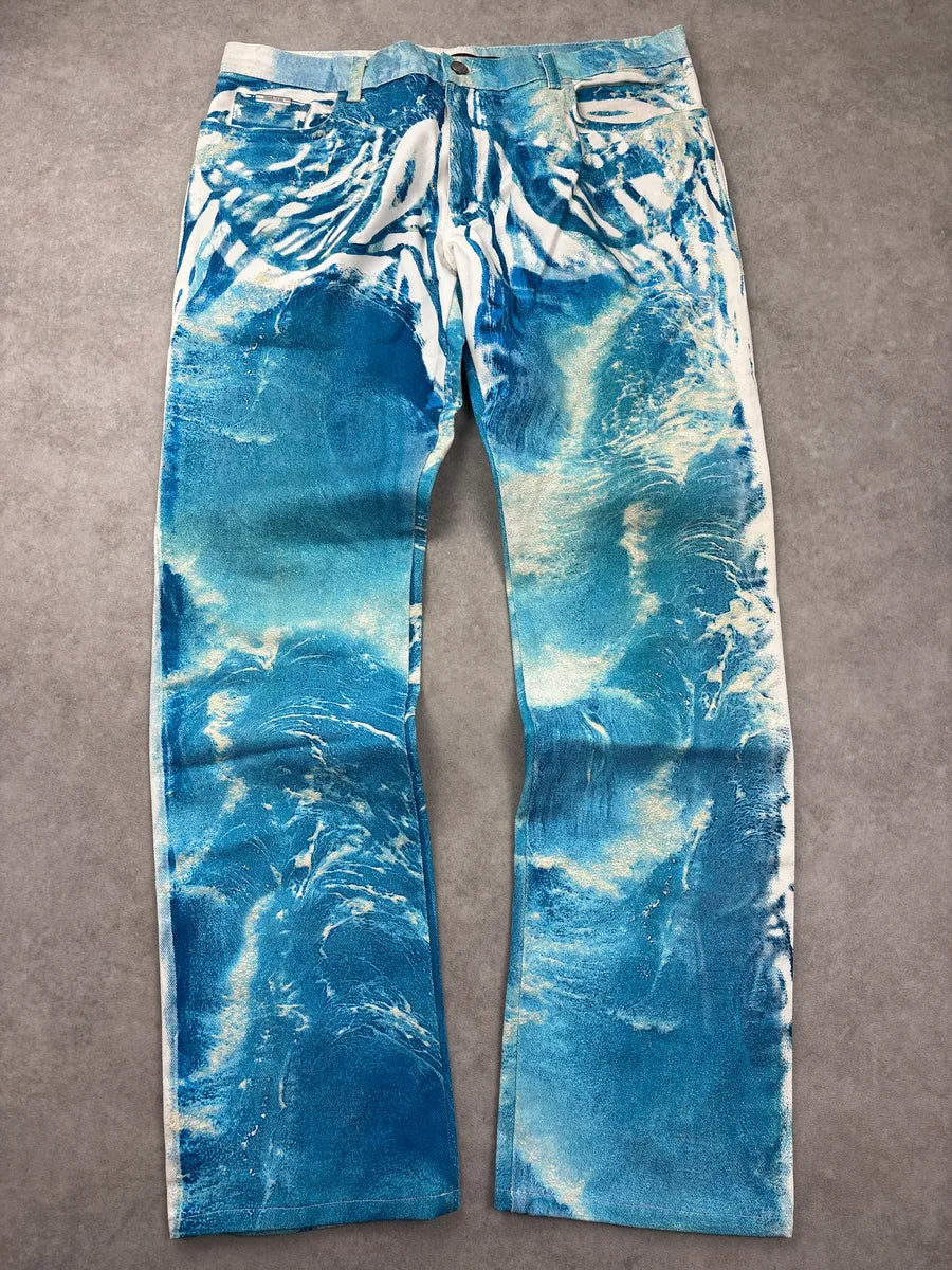2000s Roberto Cavalli Blue Ocean Dream Waves Pants UfkawvCe 0