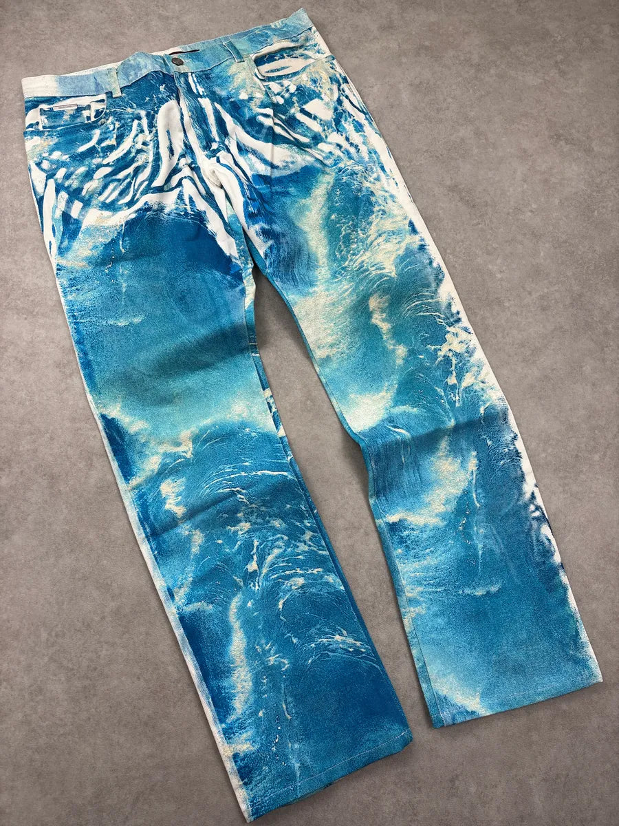 2000s Roberto Cavalli Blue Ocean Dream Waves Pants UfkawvCe 4