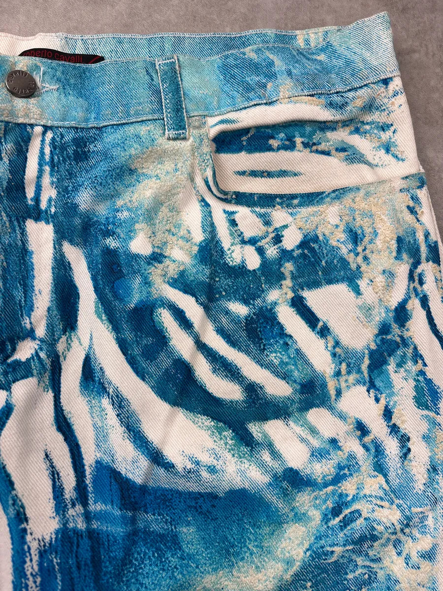 2000s Roberto Cavalli Blue Ocean Dream Waves Pants UfkawvCe 9