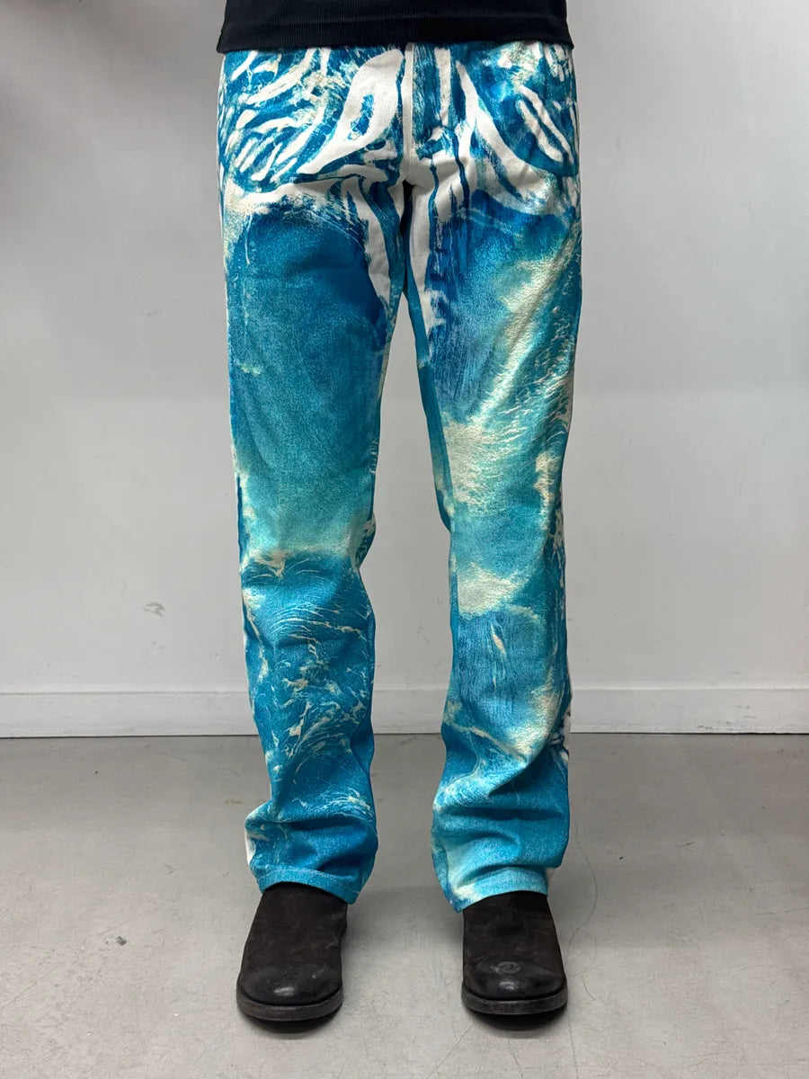 2000s Roberto Cavalli Blue Ocean Dream Waves Pants UfkawvCe 1