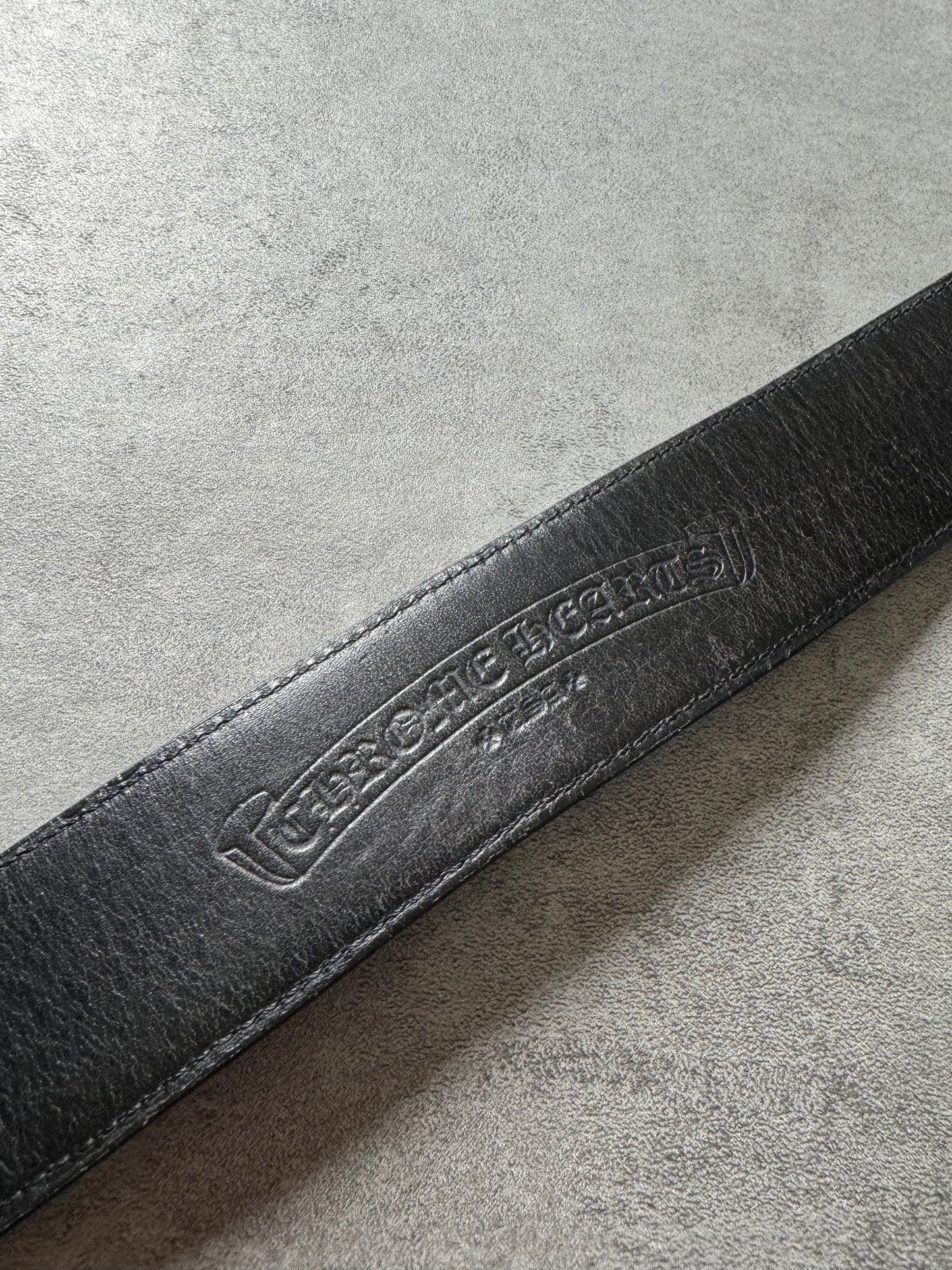 Chrome Hearts Black Leather Silver Rock Belt (OS) - 8