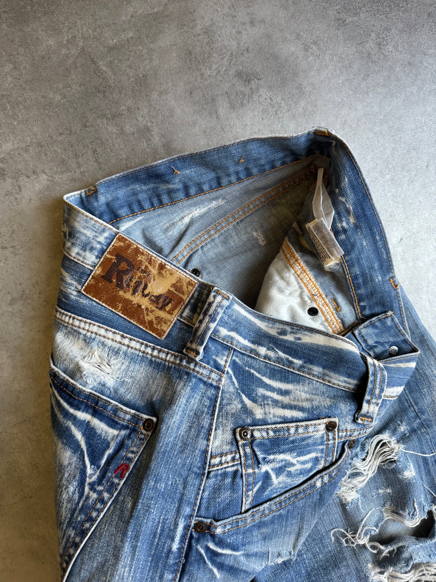 2000s Replay Distressed Straight Relaxed Jeans  (L) - 7