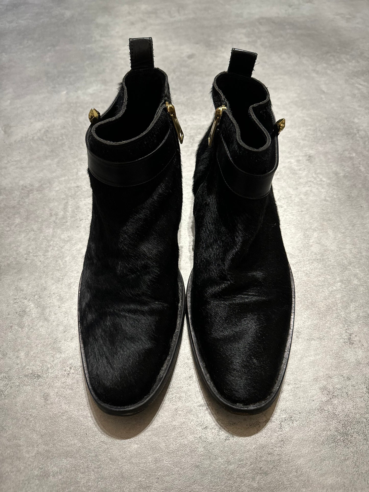 2000s Cavalli Black Pony Hair Leather Boots (42) - 7