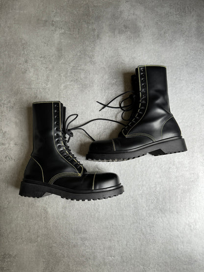 Balenciaga Amphibia Black Hummer Leather Strike Boots (43) - 3