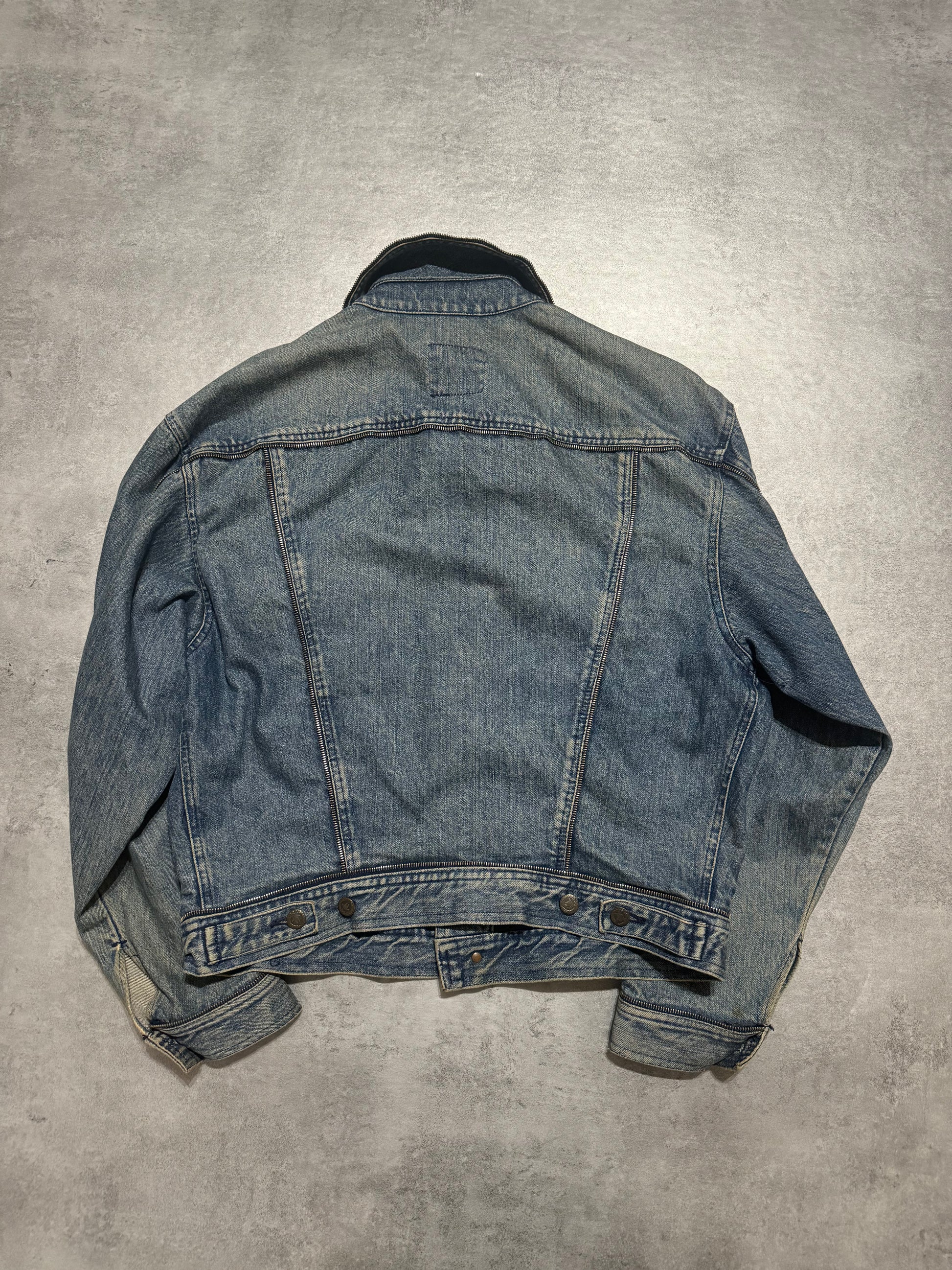 2000s Moschino Zip Propaganda Relaxed Denim Jacket (M) - 6