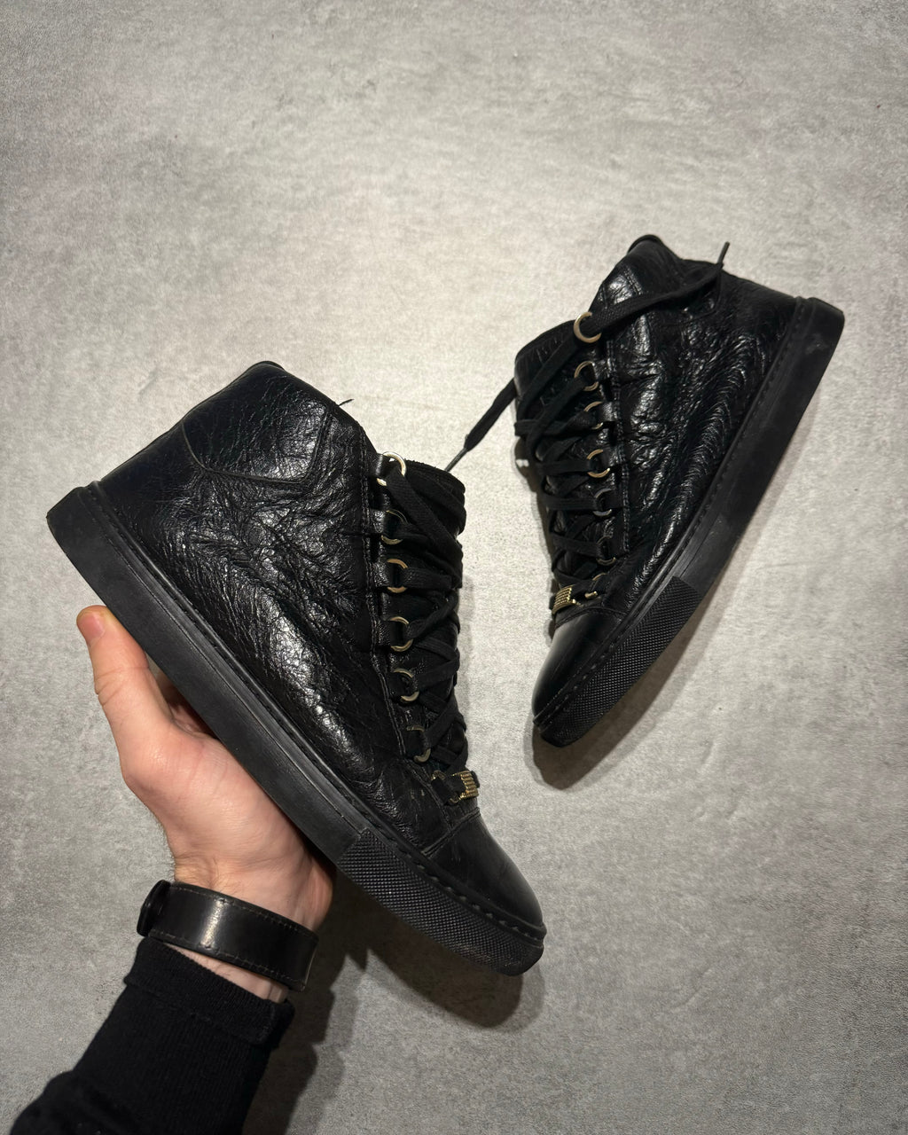 Balenciaga Arena Black High Top Leather (40) - 1