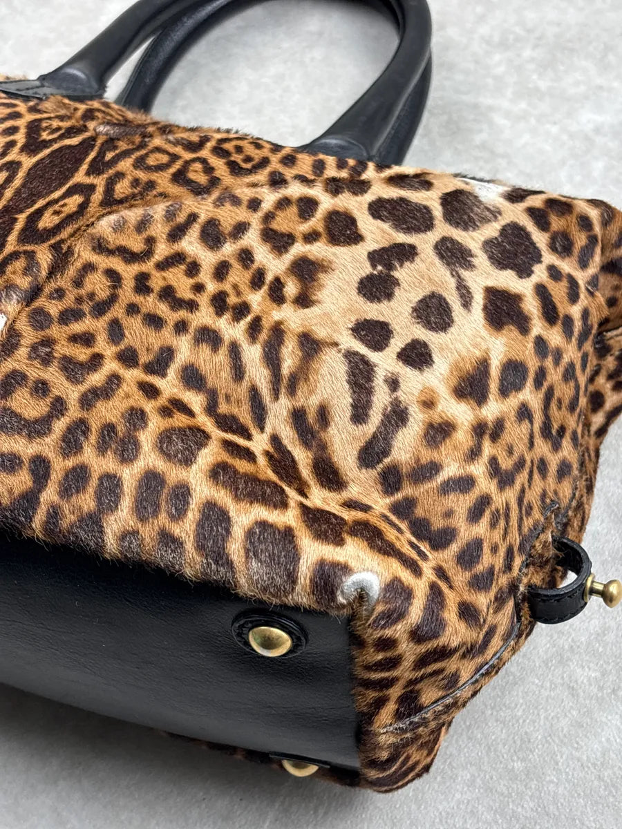 2000s Yves Saint Laurent Brown Pony Hair Leopard Muse Handle Bag UuXvBLVj 13