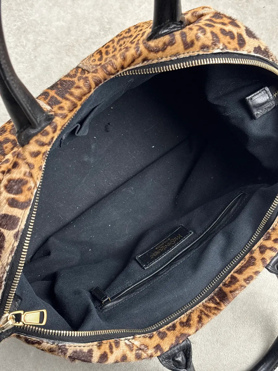 2000s Yves Saint Laurent Brown Pony Hair Leopard Muse Handle Bag UuXvBLVj 16