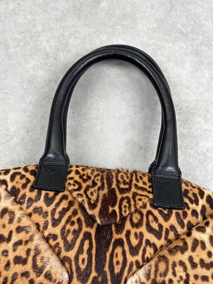 2000s Yves Saint Laurent Brown Pony Hair Leopard Muse Handle Bag UuXvBLVj 7