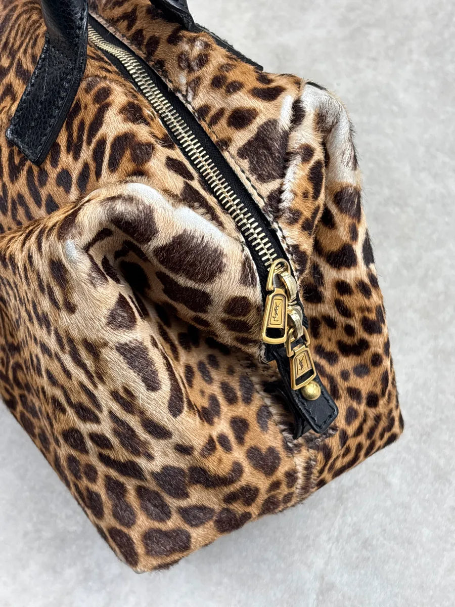 2000s Yves Saint Laurent Brown Pony Hair Leopard Muse Handle Bag UuXvBLVj 11