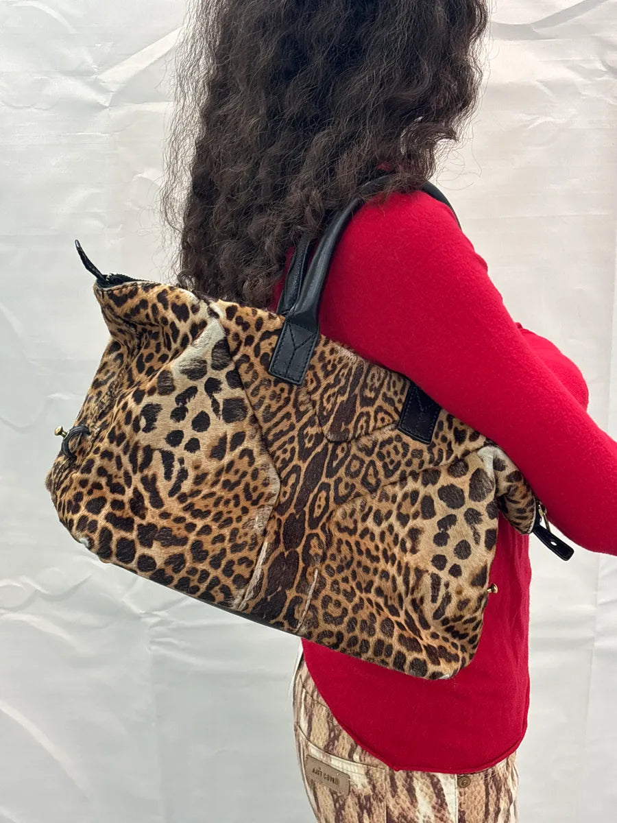 2000s Yves Saint Laurent Brown Pony Hair Leopard Muse Handle Bag UuXvBLVj 3