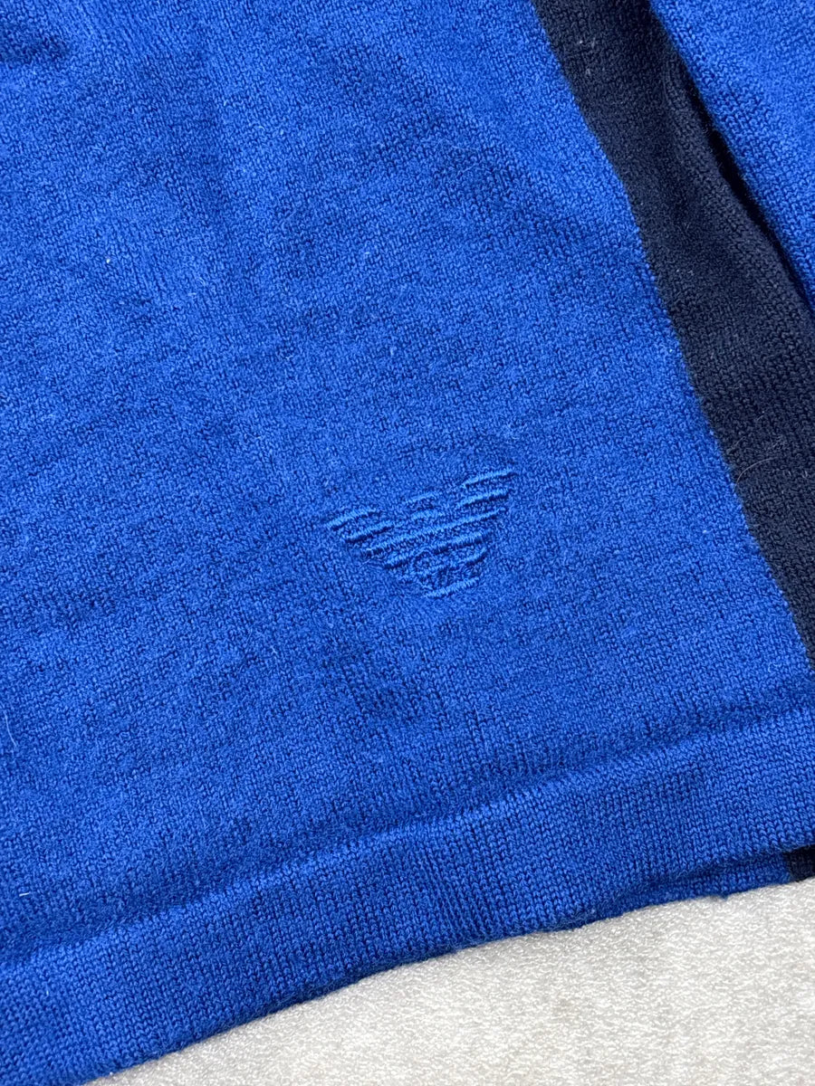 2000s Emporio Armani Blue & Red Colorblock Sweater UuqswVIi 8