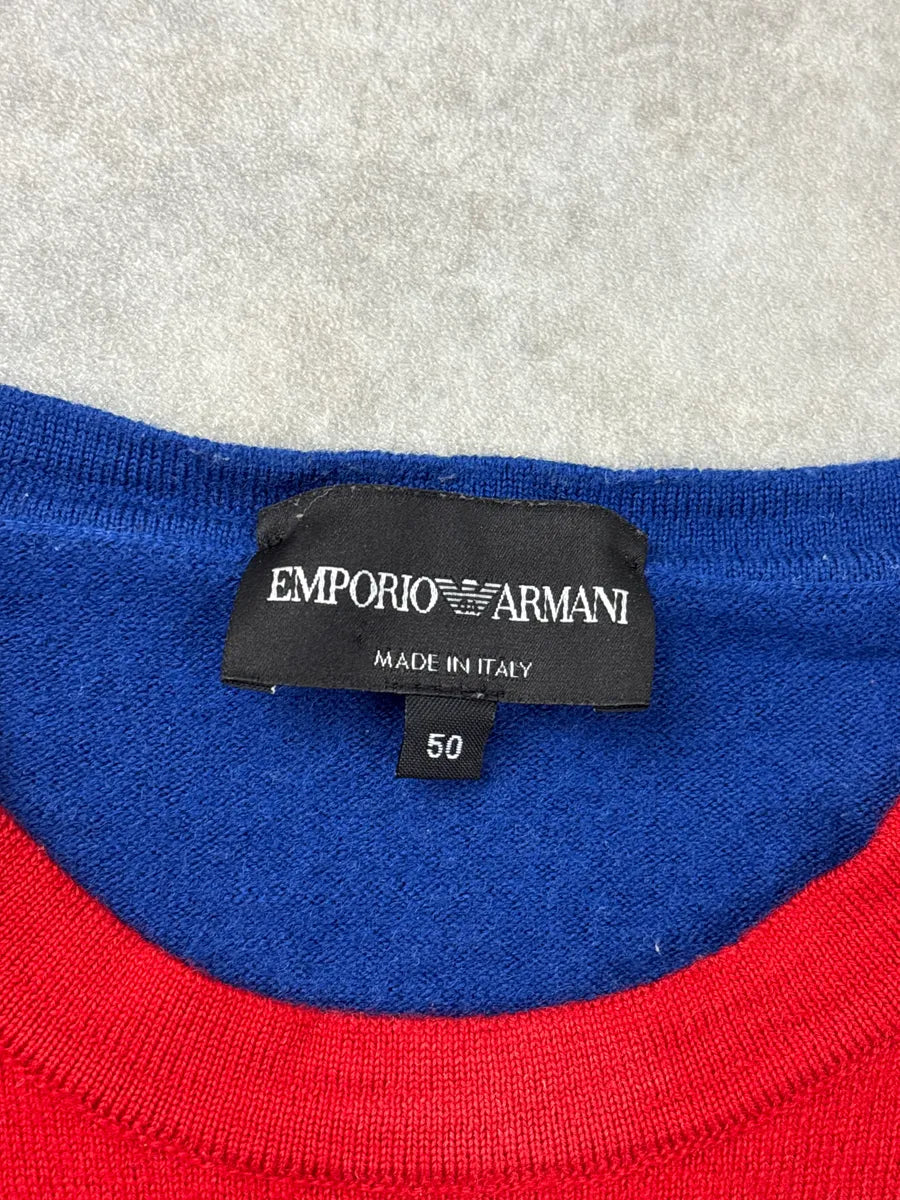 2000s Emporio Armani Blue & Red Colorblock Sweater UuqswVIi 10