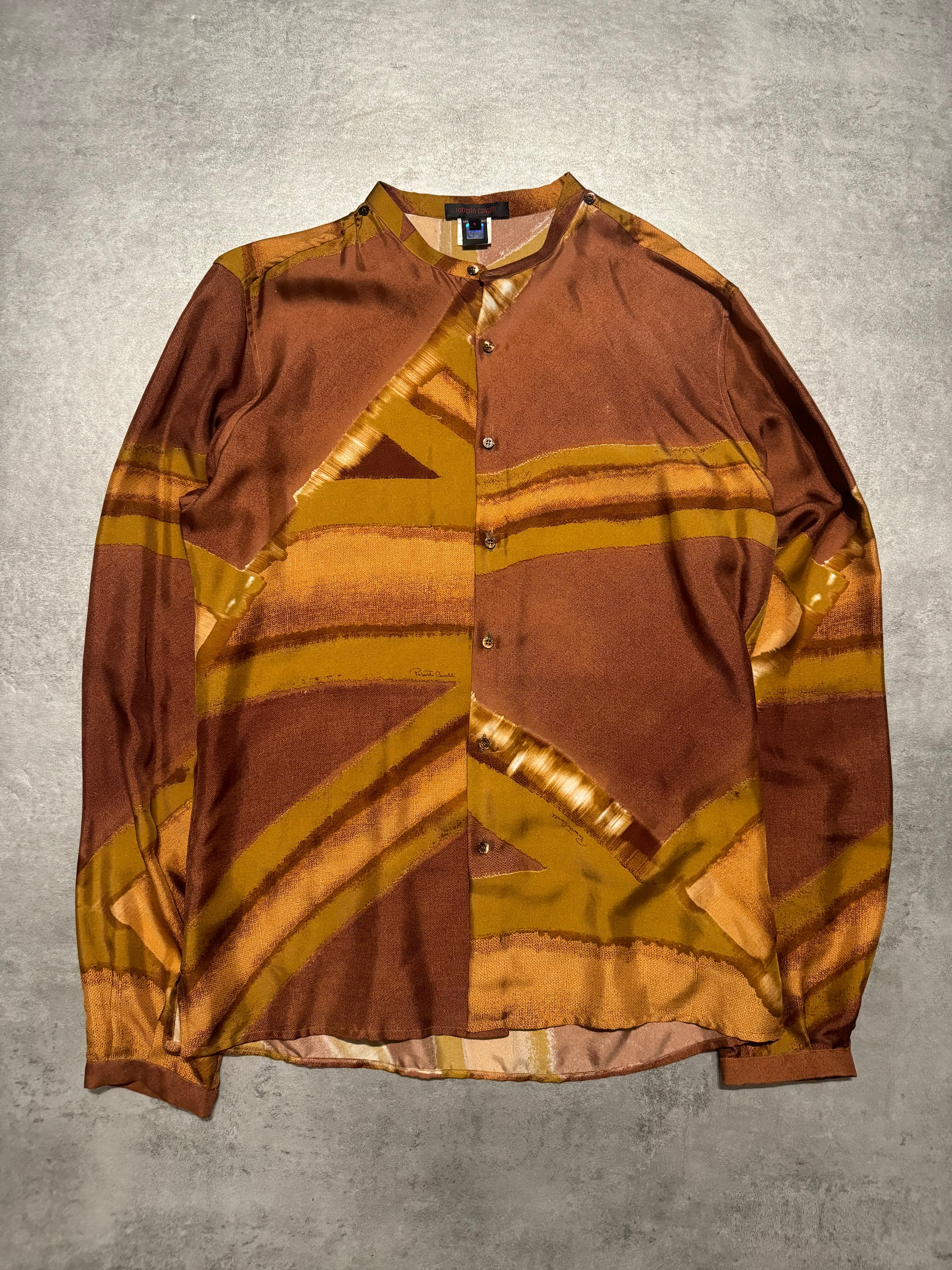 FW2000 Roberto Cavalli Silk Mao Positive Arabic Shirt (S) - 1