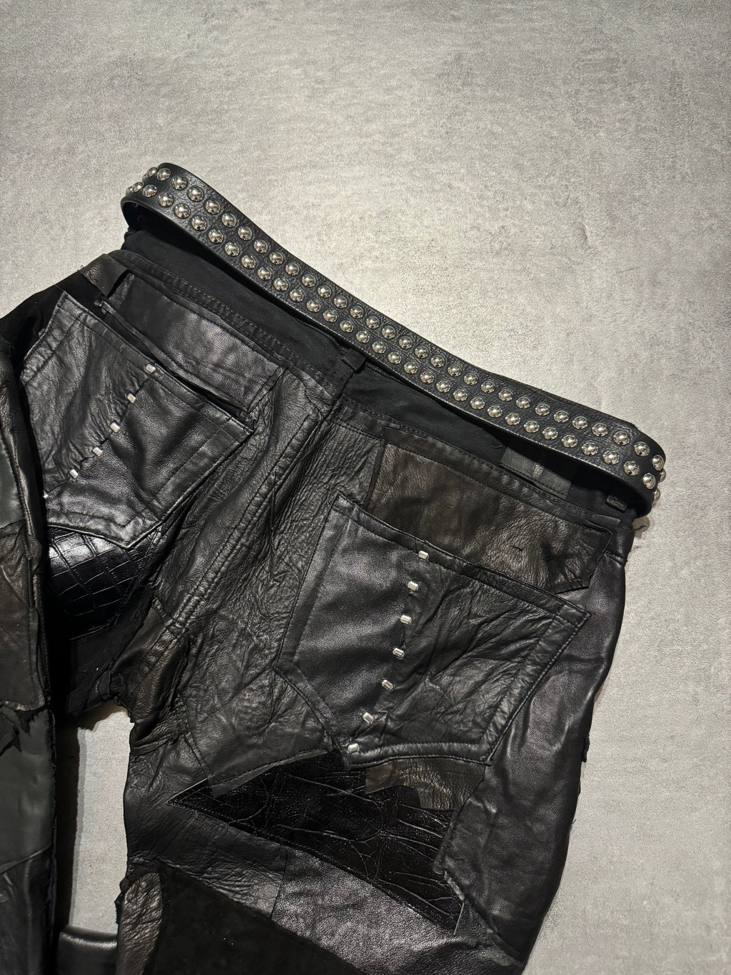 Armani Black Embellished Studded Leather Belt (OS) - 3