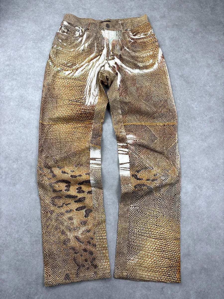 2000s Roberto Cavalli Golden & Brown Animal Kingdom Pants UxZkUaZN 3