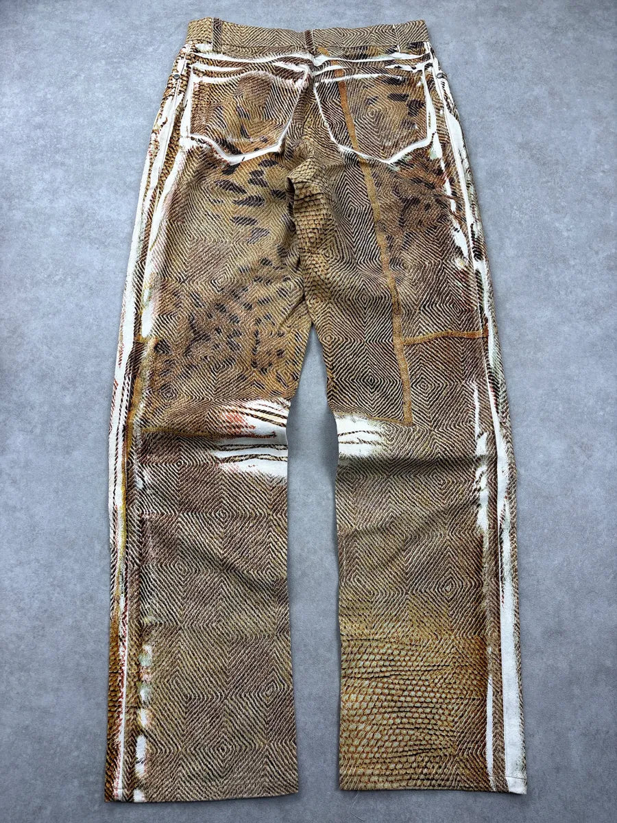 2000s Roberto Cavalli Golden & Brown Animal Kingdom Pants UxZkUaZN 4