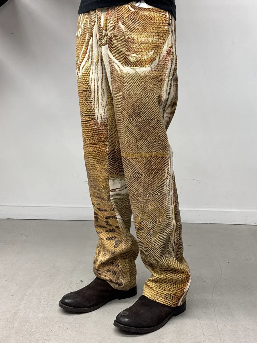 2000s Roberto Cavalli Golden & Brown Animal Kingdom Pants UxZkUaZN 1