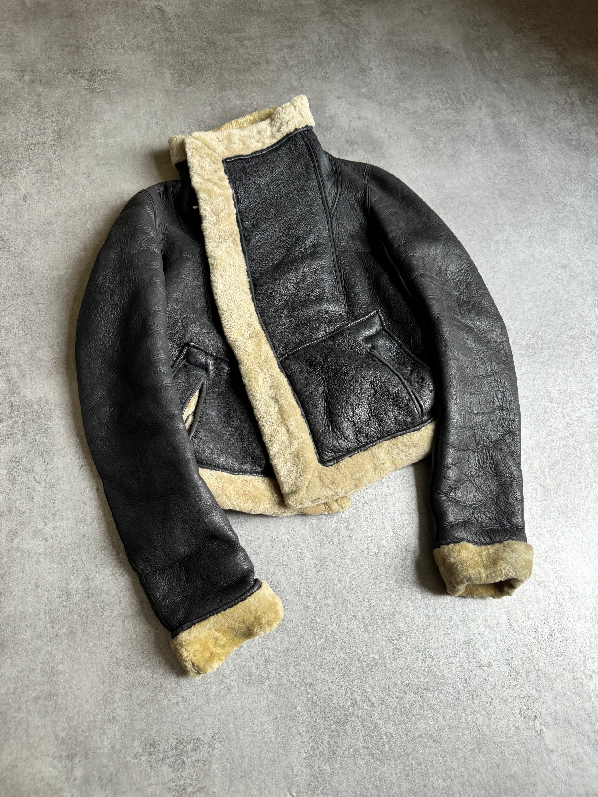 Rick Owens Shearling Asymmetrical Leather Jacket (XS) - 9