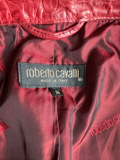 AW2000 Roberto Cavalli Red Crocodile Long Leather Jacket (S) - 11