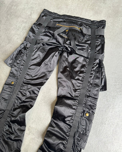 AW2003 Jean Paul Gaultier Bondage Black Cargo Parachute Nylon Pants (S) - 8